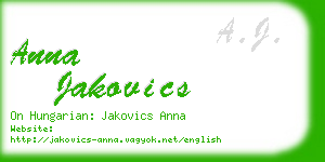 anna jakovics business card